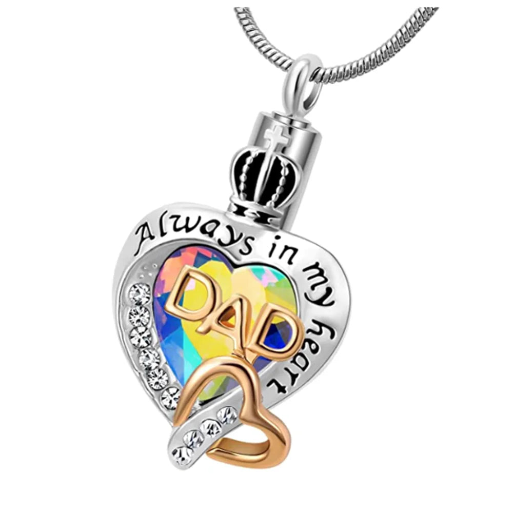 Stainless Steel Mom Ashes Cremation Jewelry / Personalized Heart Urn Necklace For Mom, Dad, Grandma, Grandpa
