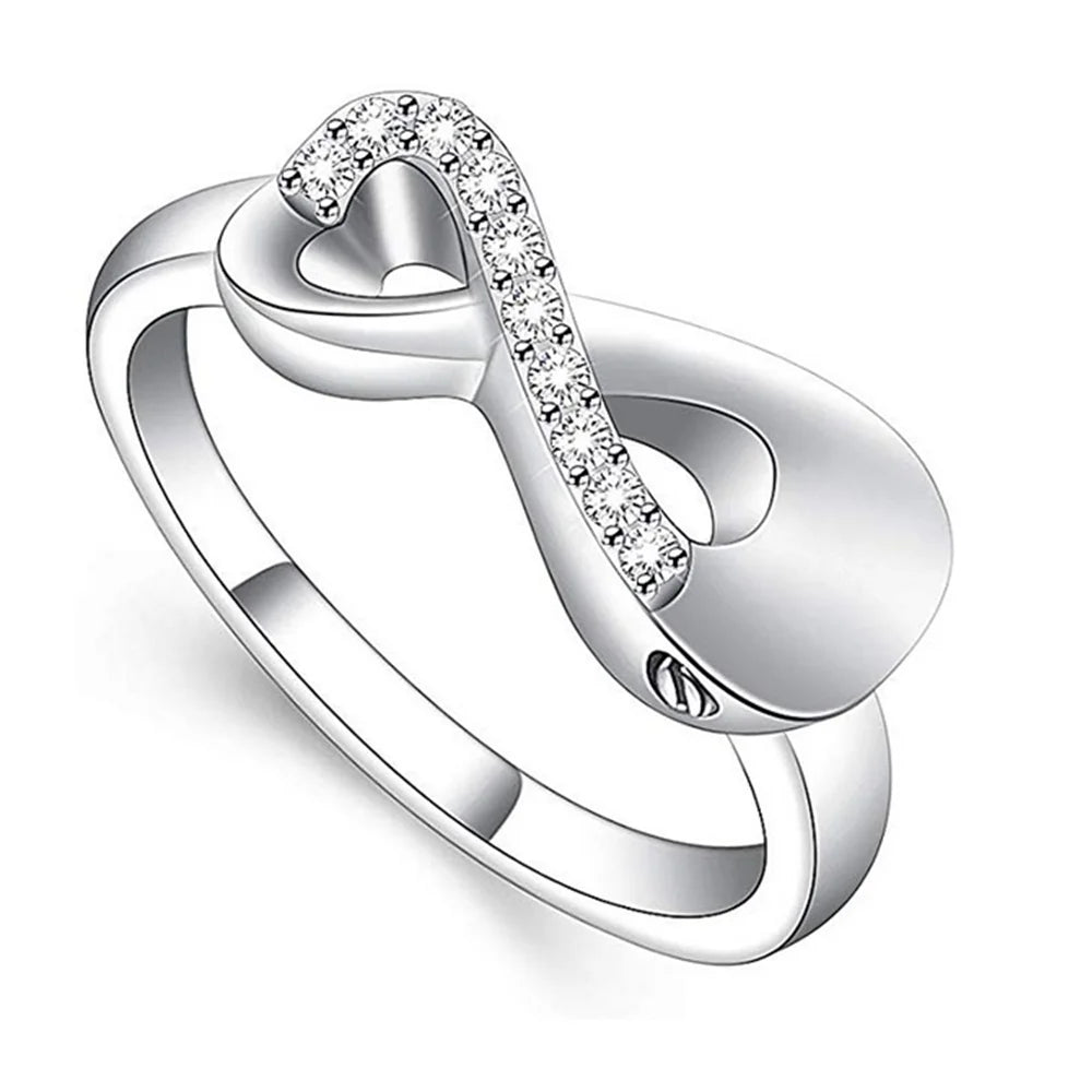 Infinity Crystal Urn Ring For Ashes Stainless Steel