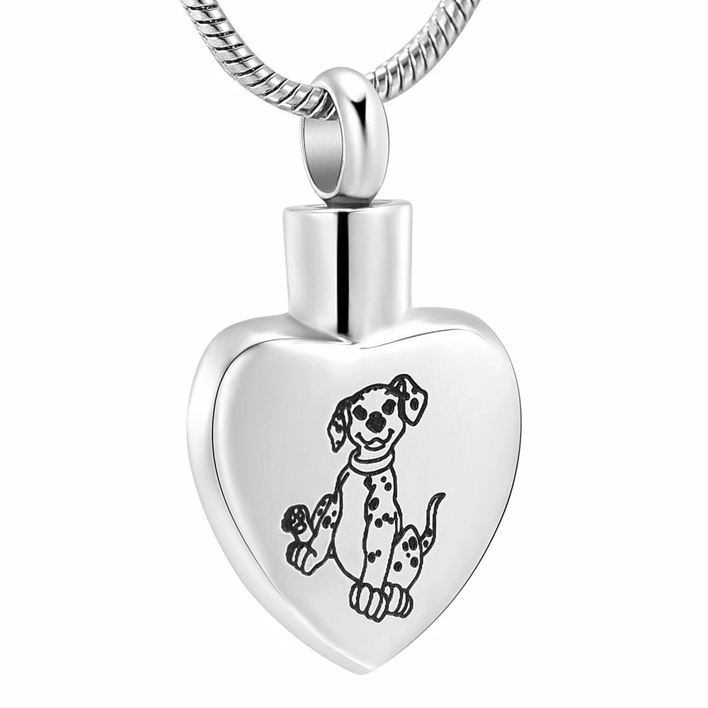 Pet Heart Urn Necklace For Ashes With Dog
