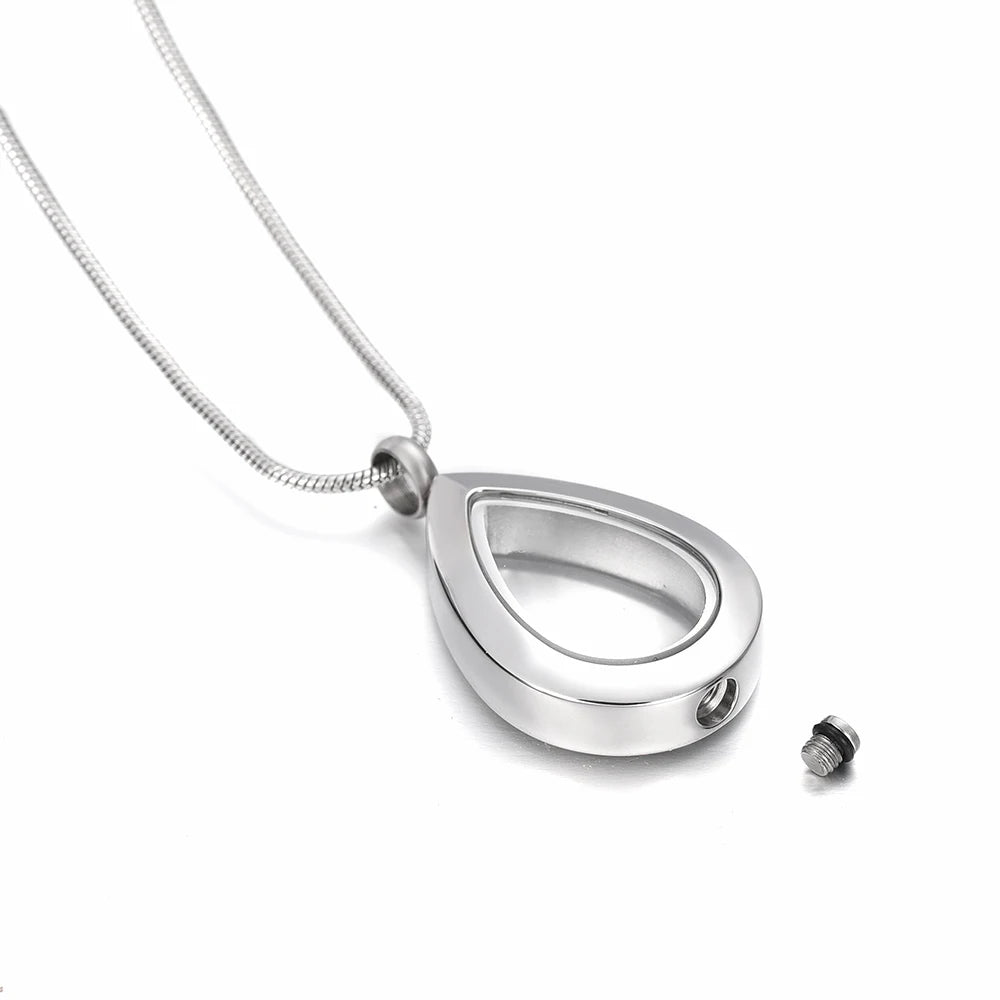 Ashes Keepsake Silver Teardrop Glass Urn Necklace For Ashes Cremation Jewelry