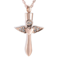 Angel Wings Heart Cremation Necklace Urn For Ashes