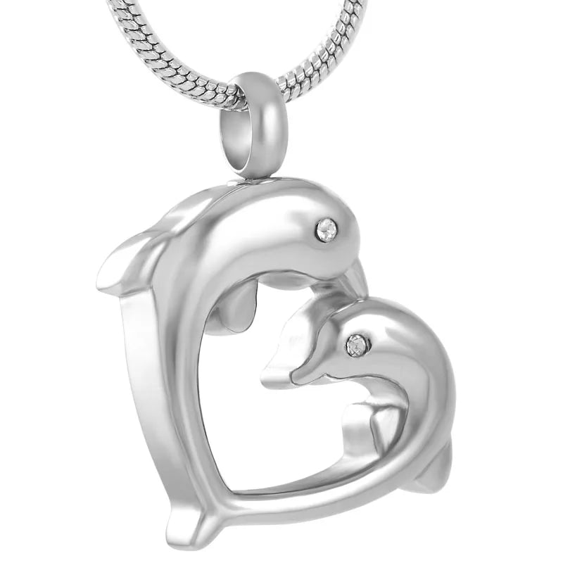 Dolphin Urn Necklace For Cremation Ashes Stainless Steel