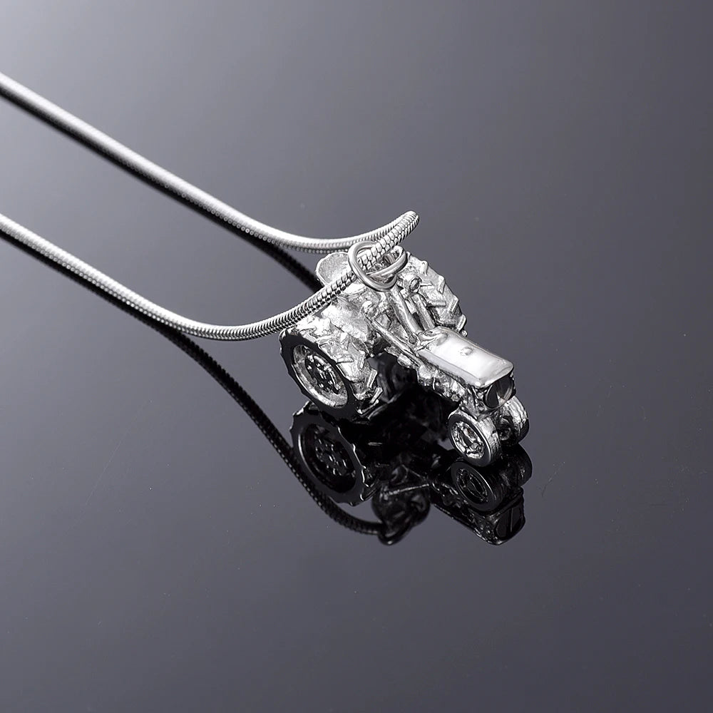 Ashes Keepsake Tractor Urn Necklace For Men  316L Stainless Steel Cremation Jewelry