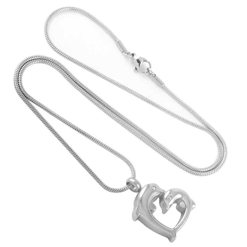 Dolphin Urn Necklace For Cremation Ashes Stainless Steel