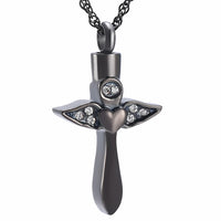 Angel Wings Heart Cremation Necklace Urn For Ashes