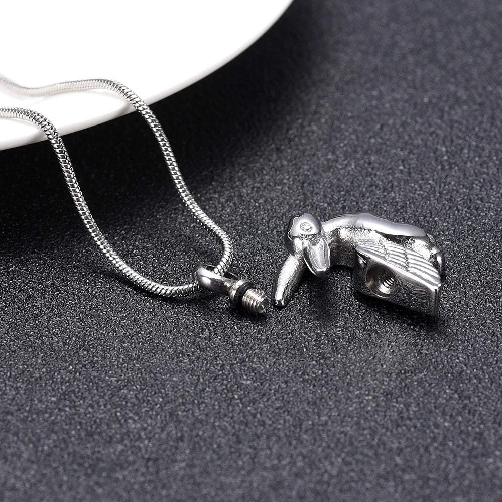 Rabbit Bunny With Angel Wings Cremation Urn Necklace