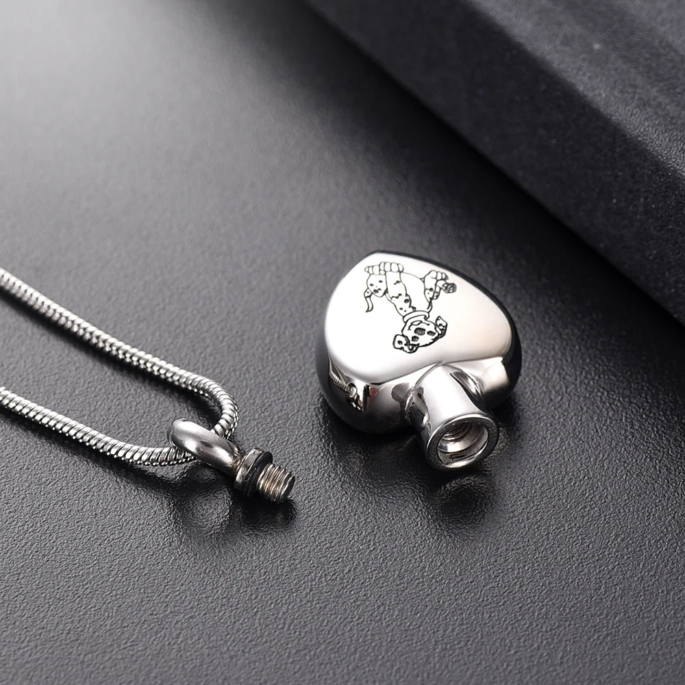 Pet Heart Urn Necklace For Ashes With Dog