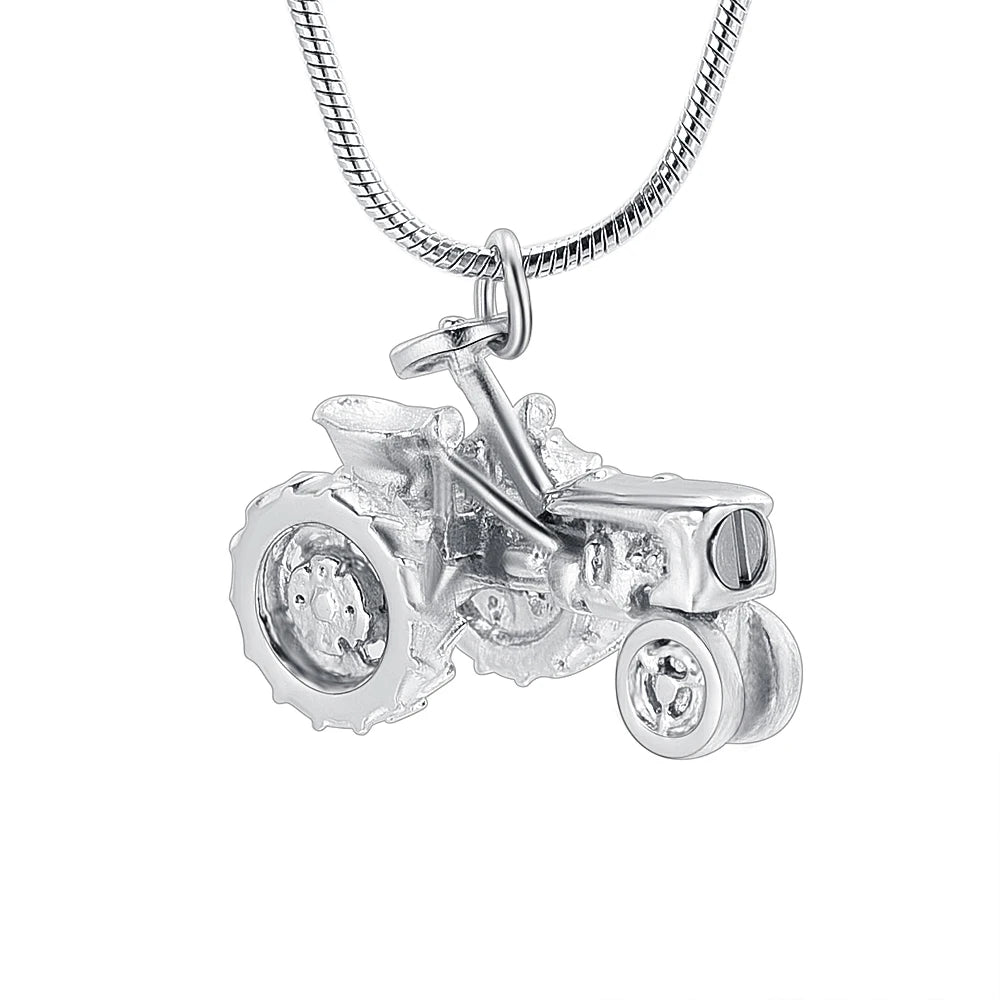 Ashes Keepsake Tractor Urn Necklace For Men  316L Stainless Steel Cremation Jewelry