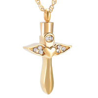 Angel Wings Heart Cremation Necklace Urn For Ashes
