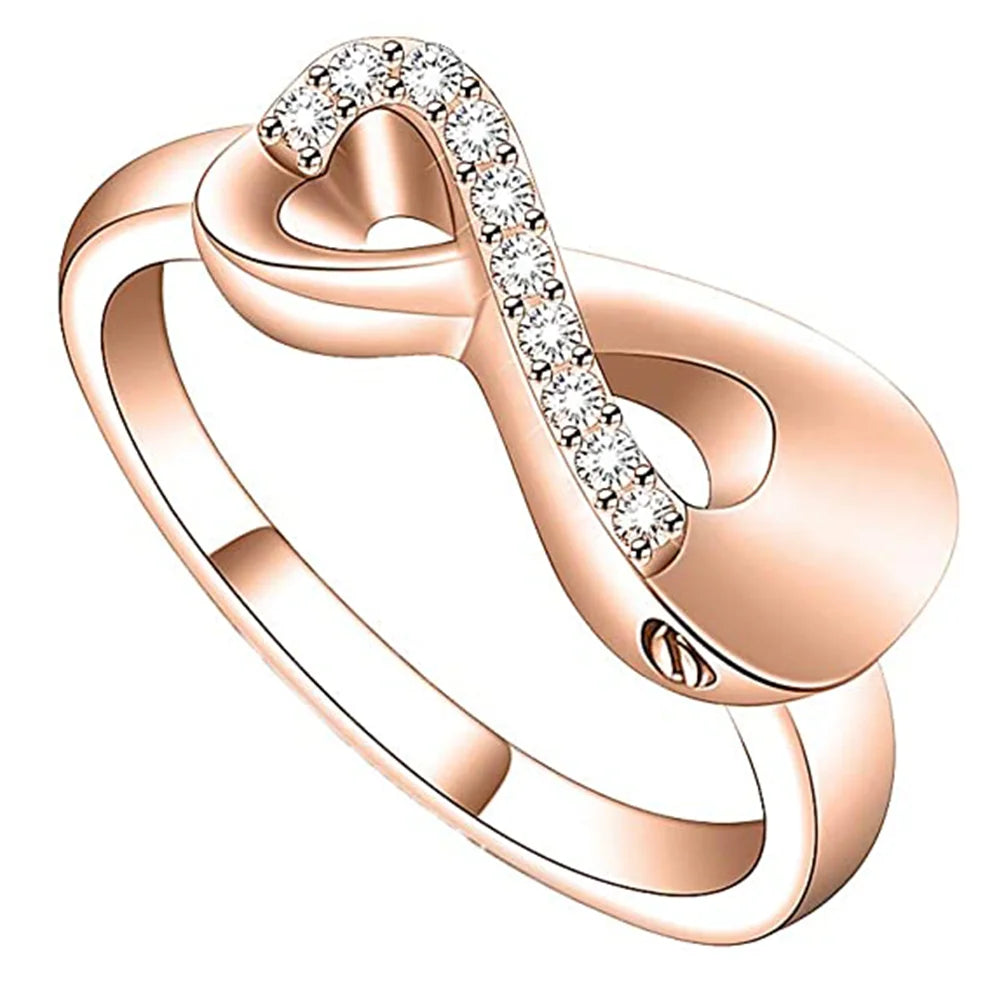 Infinity Crystal Urn Ring For Ashes Stainless Steel