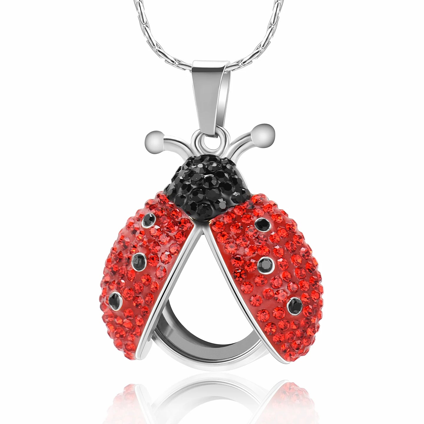Lady Beetle Urn Necklace With Crystals