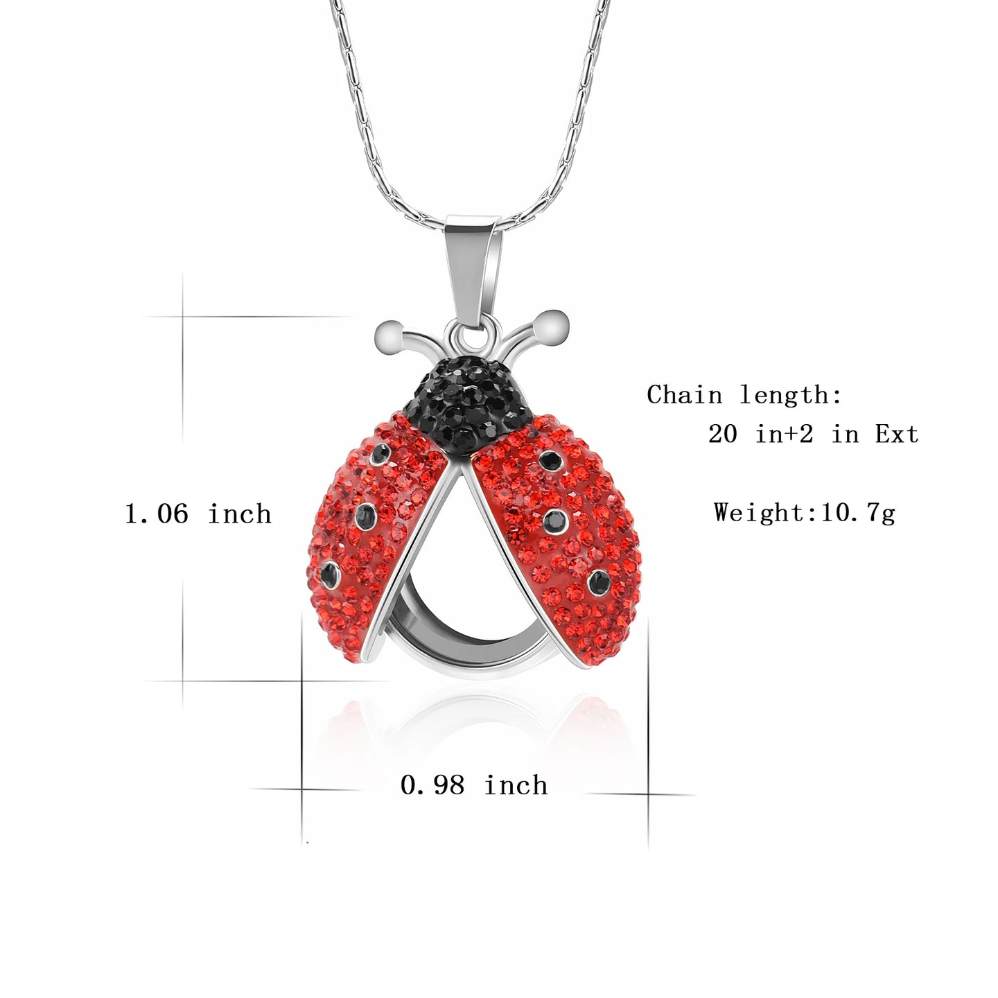 Lady Beetle Urn Necklace With Crystals