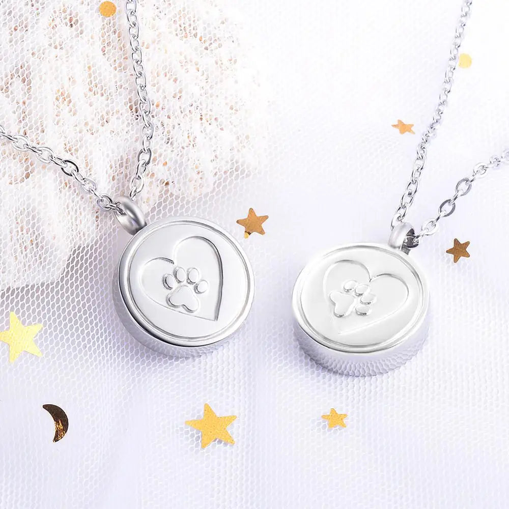 Pet Paw Urn Necklace Medallion