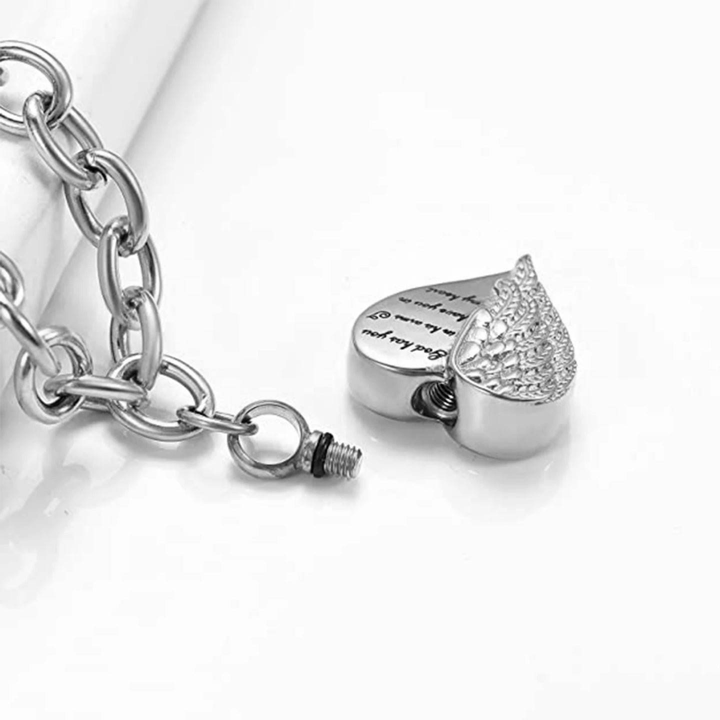 Heart Charm Urn Bracelet for Ashes Stainless Steel Cremation Jewelry