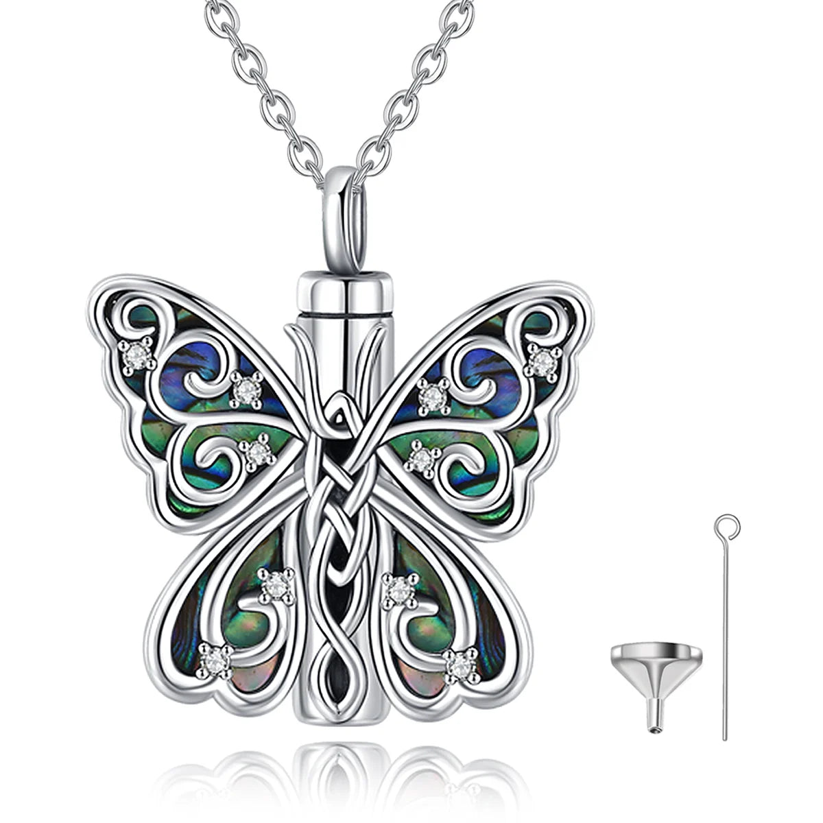 Urn butterfly necklace sterling silver memorial pendant
