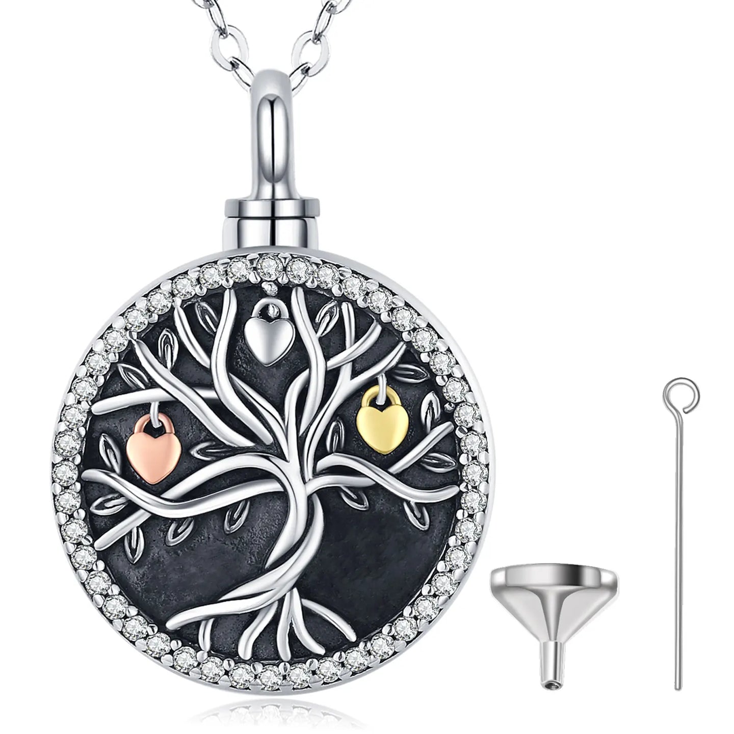 Sterling Silver Tree of Life Heart Urn Necklace