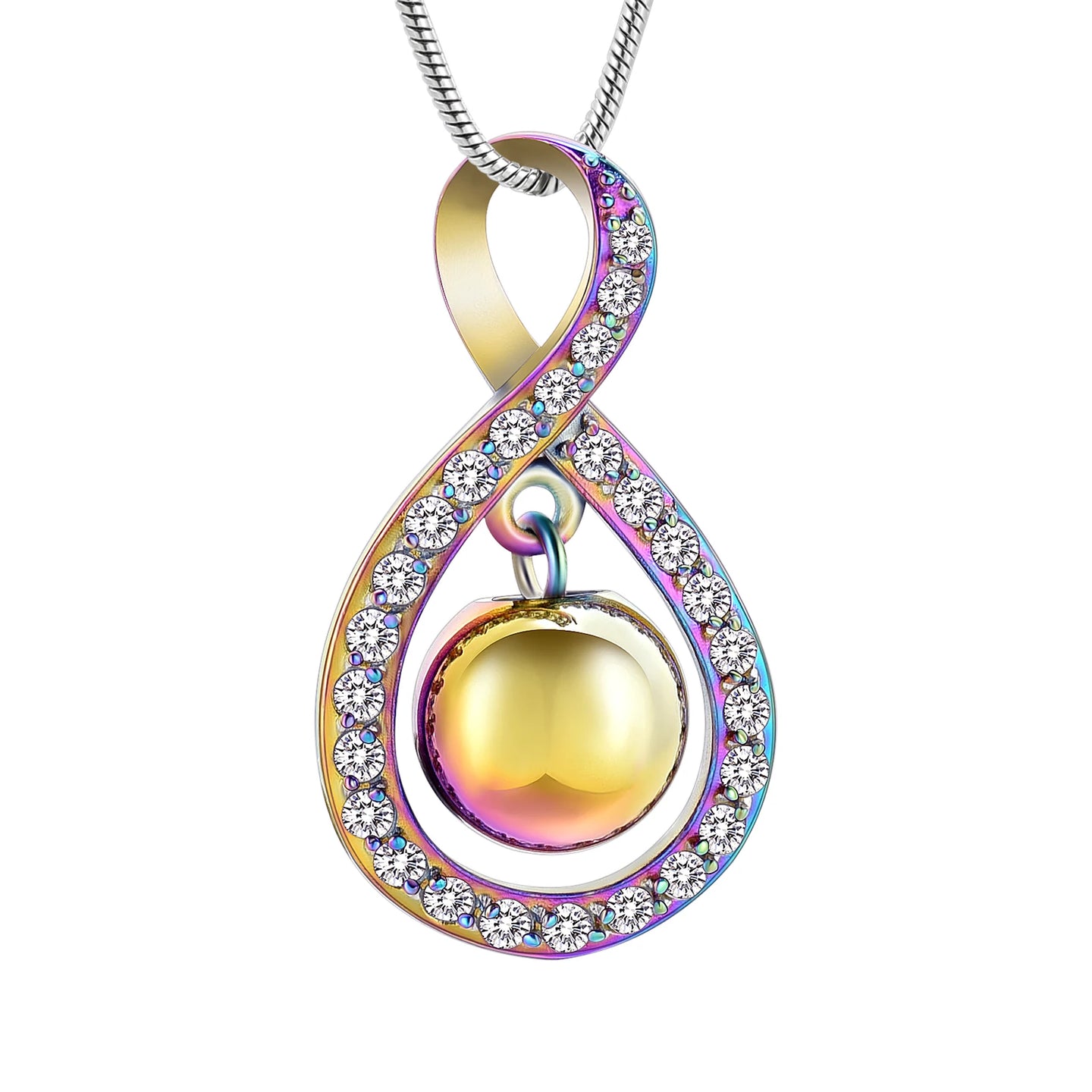 Ashes Keepsake Infinite Ring Shape Urn Pendant With Hanging Ball Cremation Jewelry