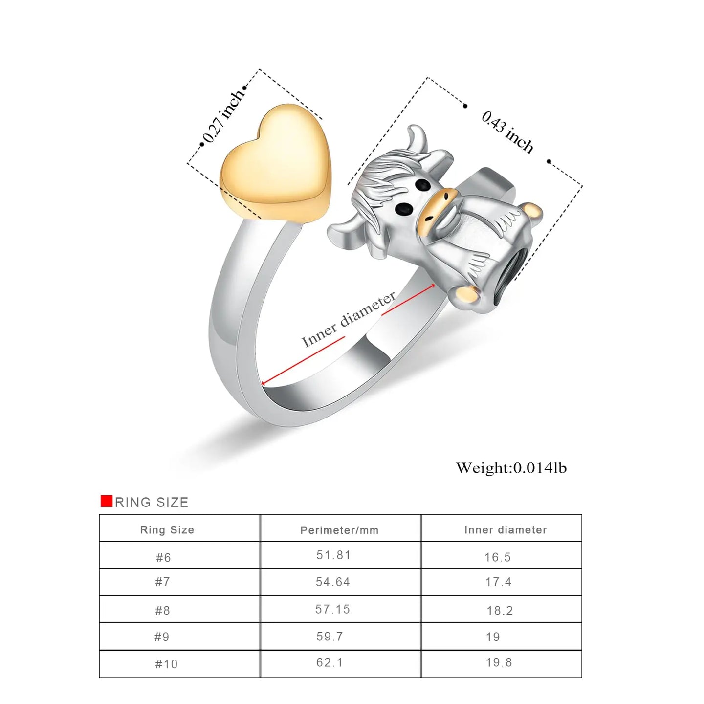 Urn Ring Heart and Cute Cow
