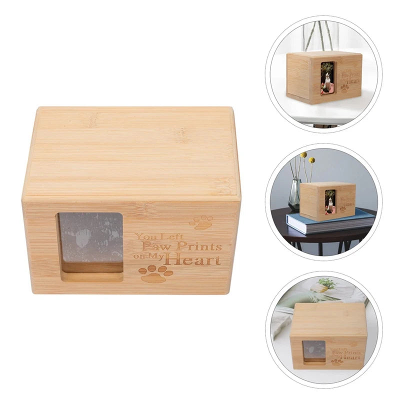 Wooden Pet Urn With Photo Frame For Dog & Cat Ashes
