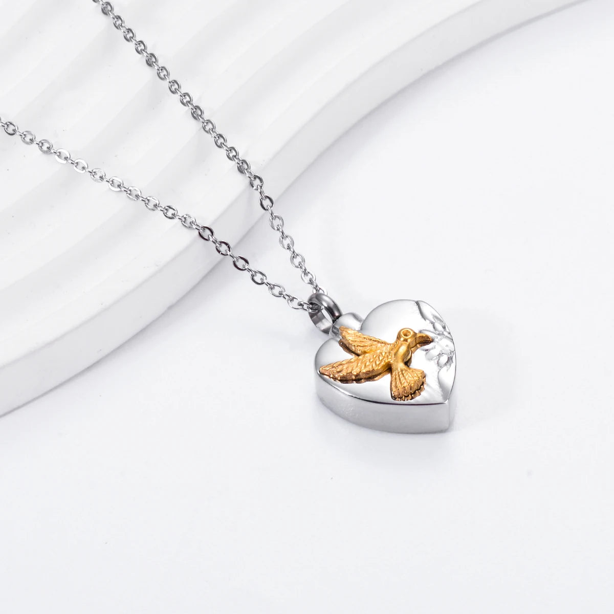 Cremation Jewelry Dove Heart