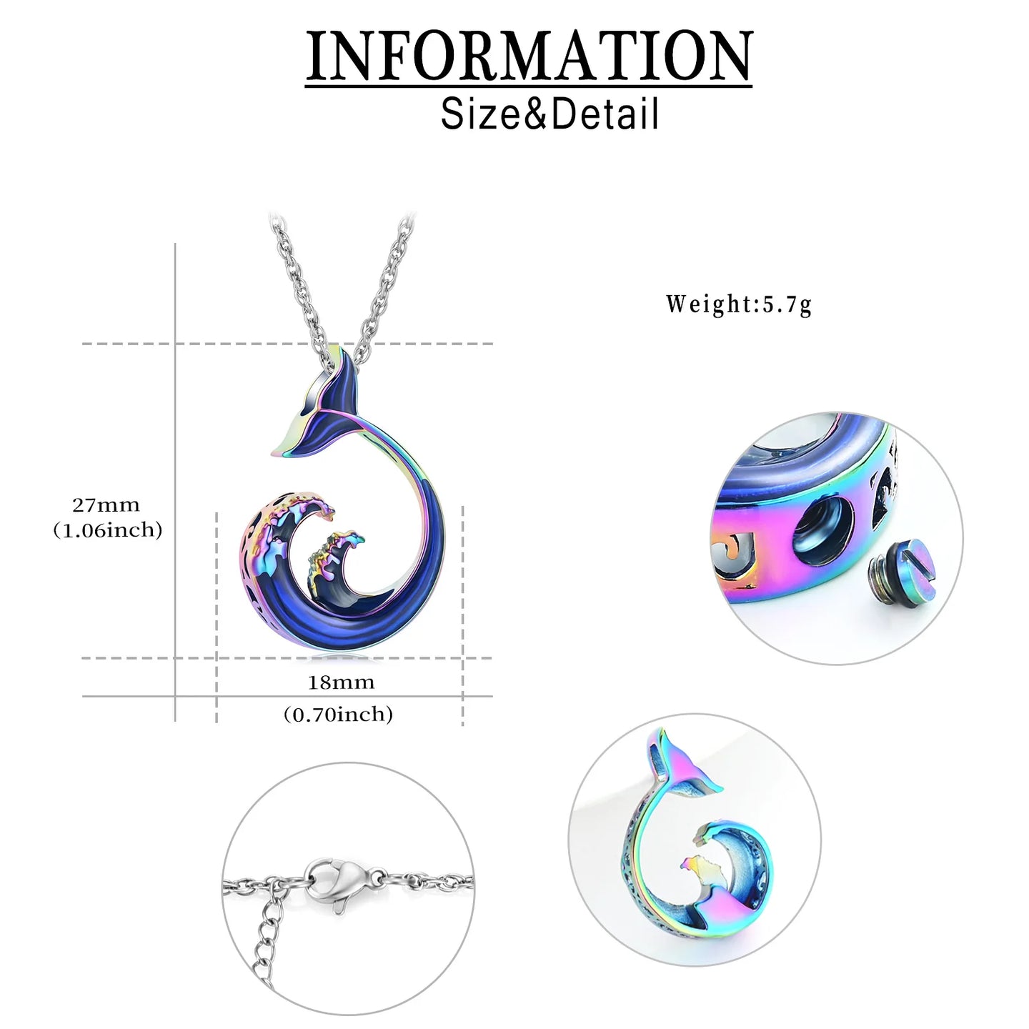 Ocean Wave Urn Necklace Stainless steel