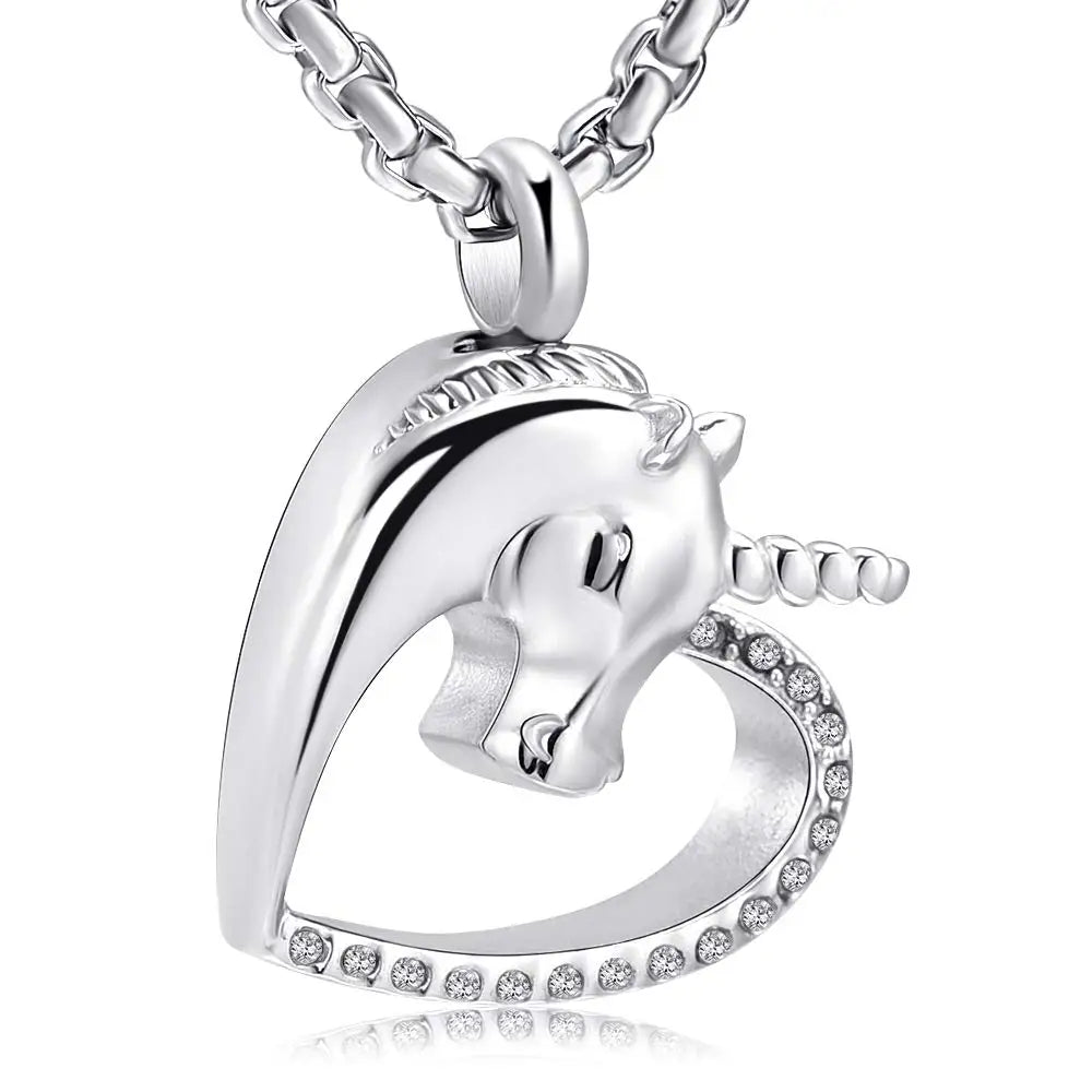 Ashes Keepsake Unicorn Urn Necklace For Ashes Stainless Steel Cremation Jewelry