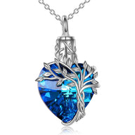 Cremation Jewelry Silver Herat Urn Necklace, Stainless Steel