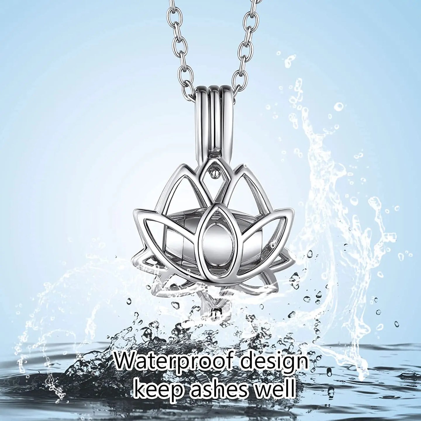 Cremation Jewelry Hollow Out Lotus Flower Urn Necklace