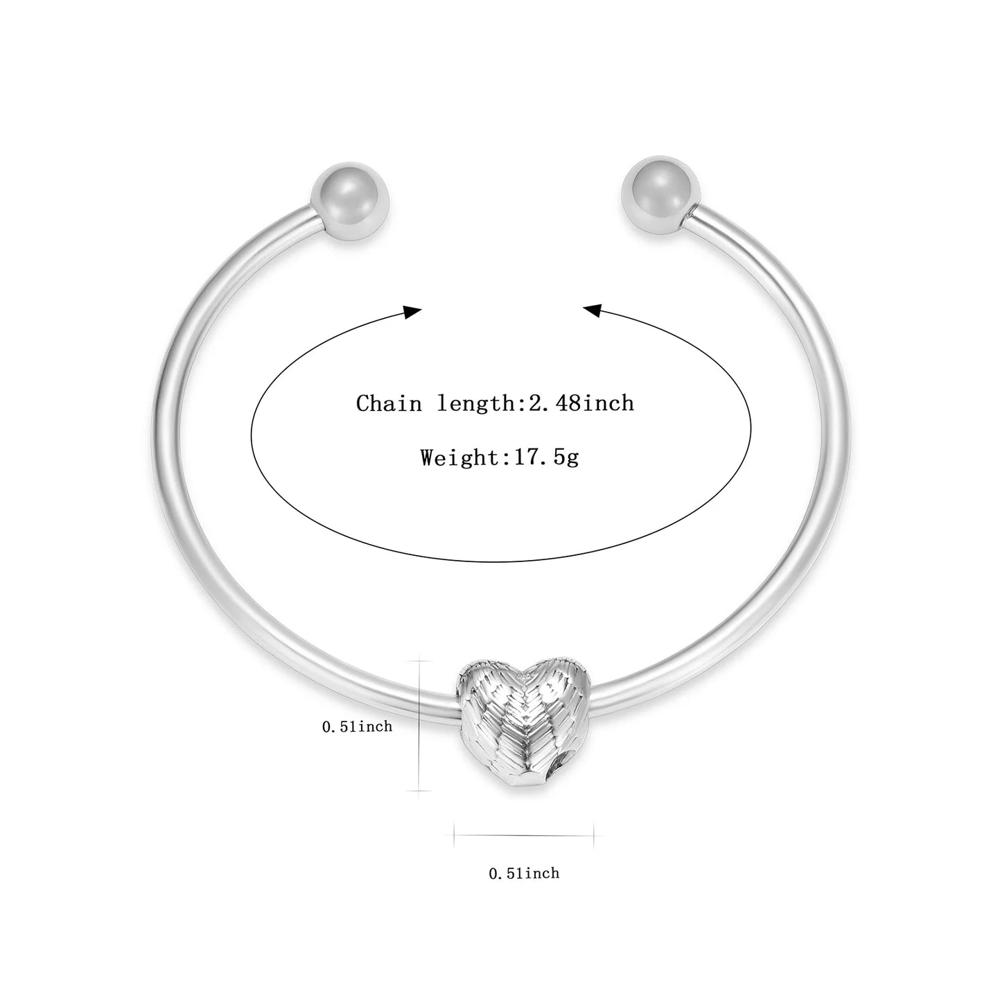 Heart Women's Urn Bracelet For Ashes Stainless Steel