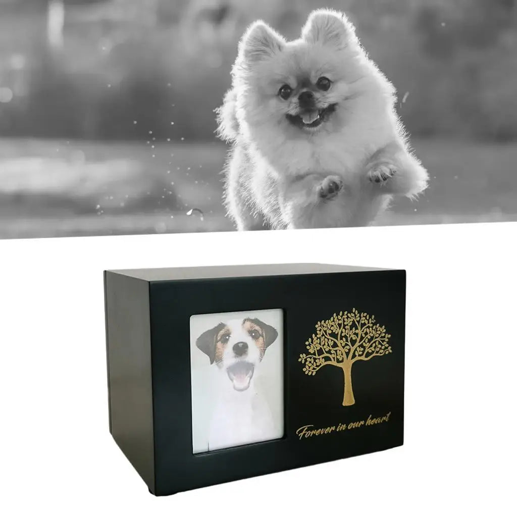 Wooden Dog Urn With Photo Frame