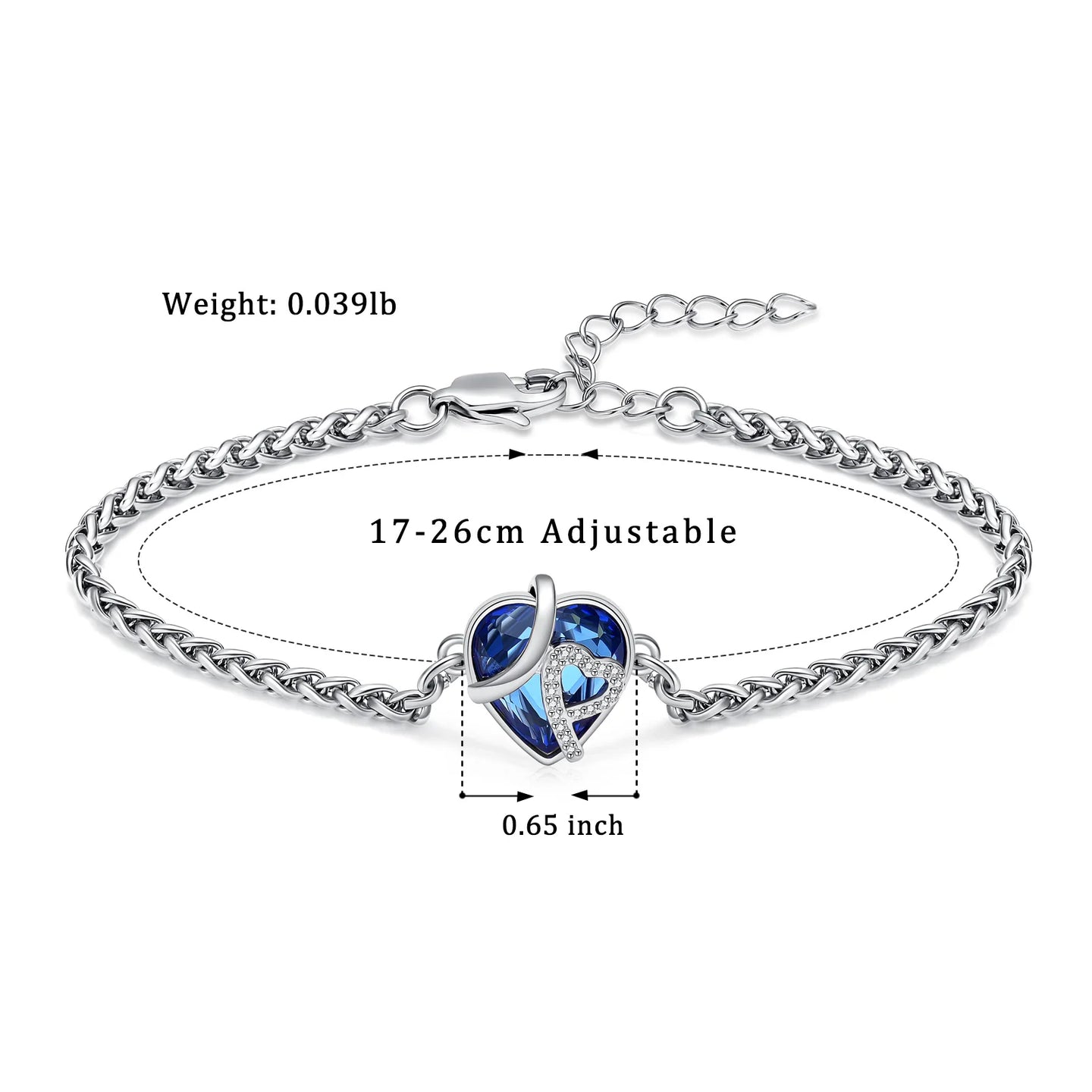 Ashes Keepsake Crystal Heart Urn Bracelet For Ashes Stainless Steel