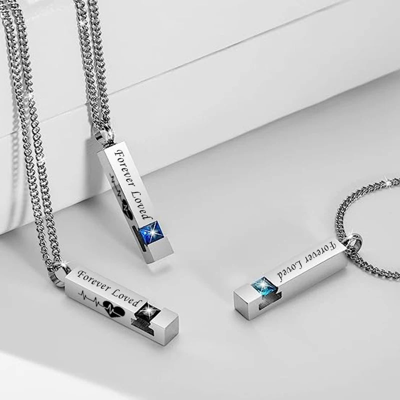 Birthstone Urn Necklace Zircon Openable Urn Pendant