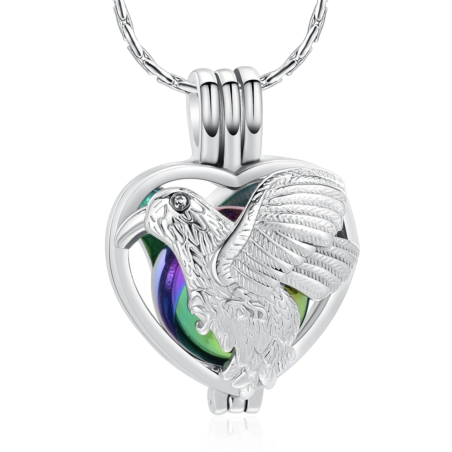 Hummingbird In A Heart Urn Pendant For Ashes