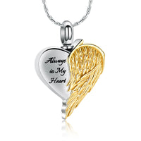 Ashes Keepsake Wing Heart Urn Necklace Always in My Heart Cremation Jewelry