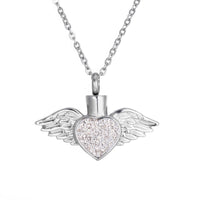 Heart with Angel Wings Urn Cremation Jewelry