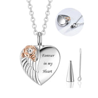 Cremation Jewelry Angel Wing With Rose Heart