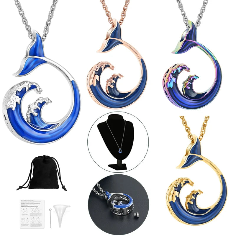 Ocean Wave Urn Necklace Stainless steel