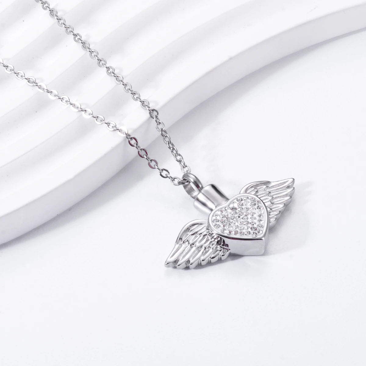 Heart with Angel Wings Urn Cremation Jewelry