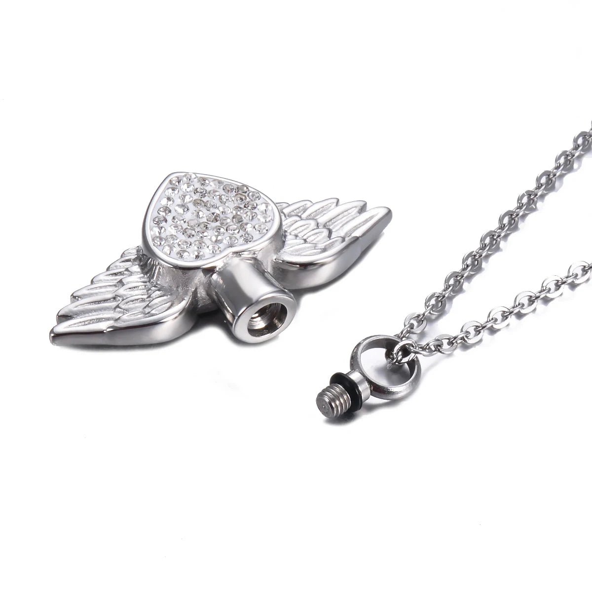 Heart with Angel Wings Urn Cremation Jewelry