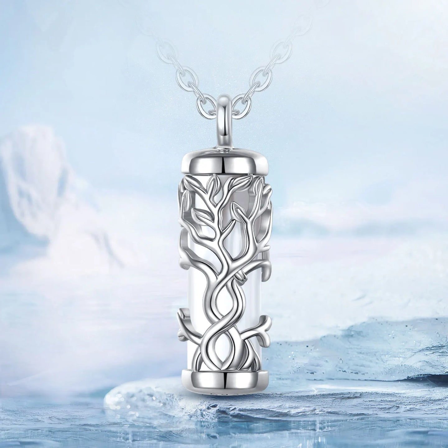 Sterling Silver Tree of Life Ashes Urn Necklace