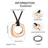 Ashes Keepsake  Square Urn Necklace For Ashes Cremation Jewelry Stainless Steel