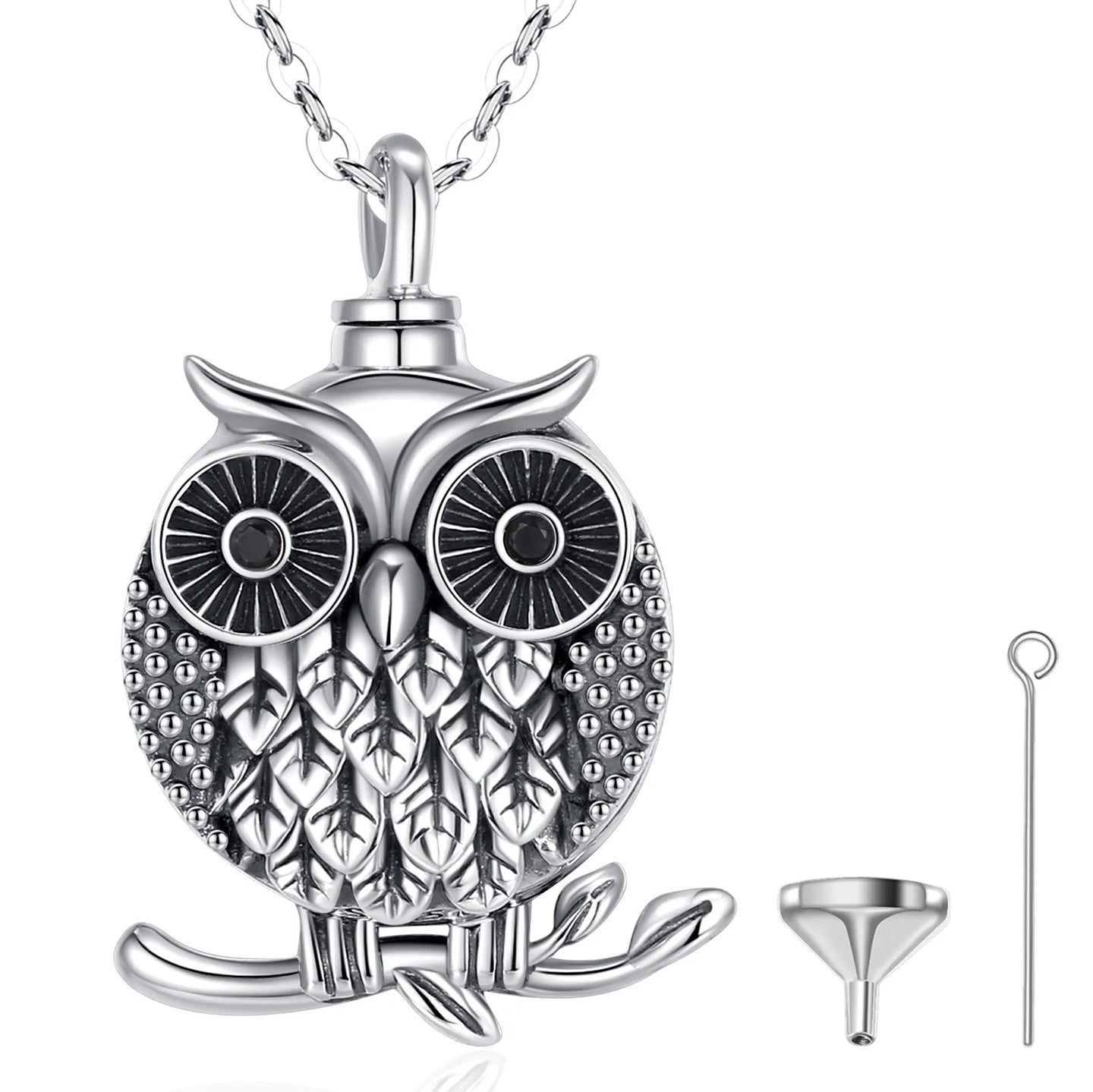 Sterling Silver Owl Urn Necklace