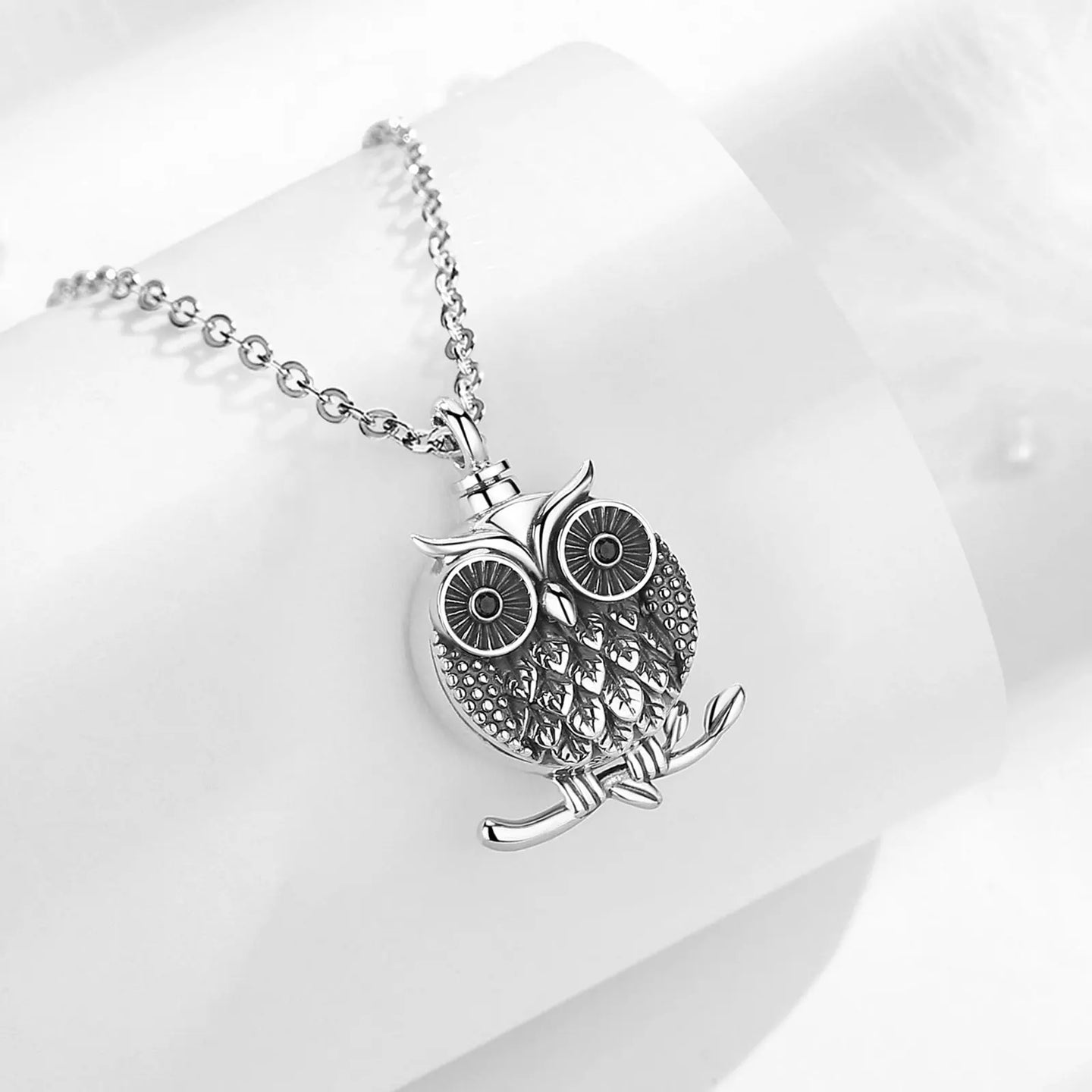 Sterling Silver Owl Urn Necklace