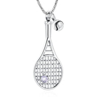 Ashes Keepsake Tennis Racket Urn Necklace for Ashes Stainless Steel Cremation Jewelry