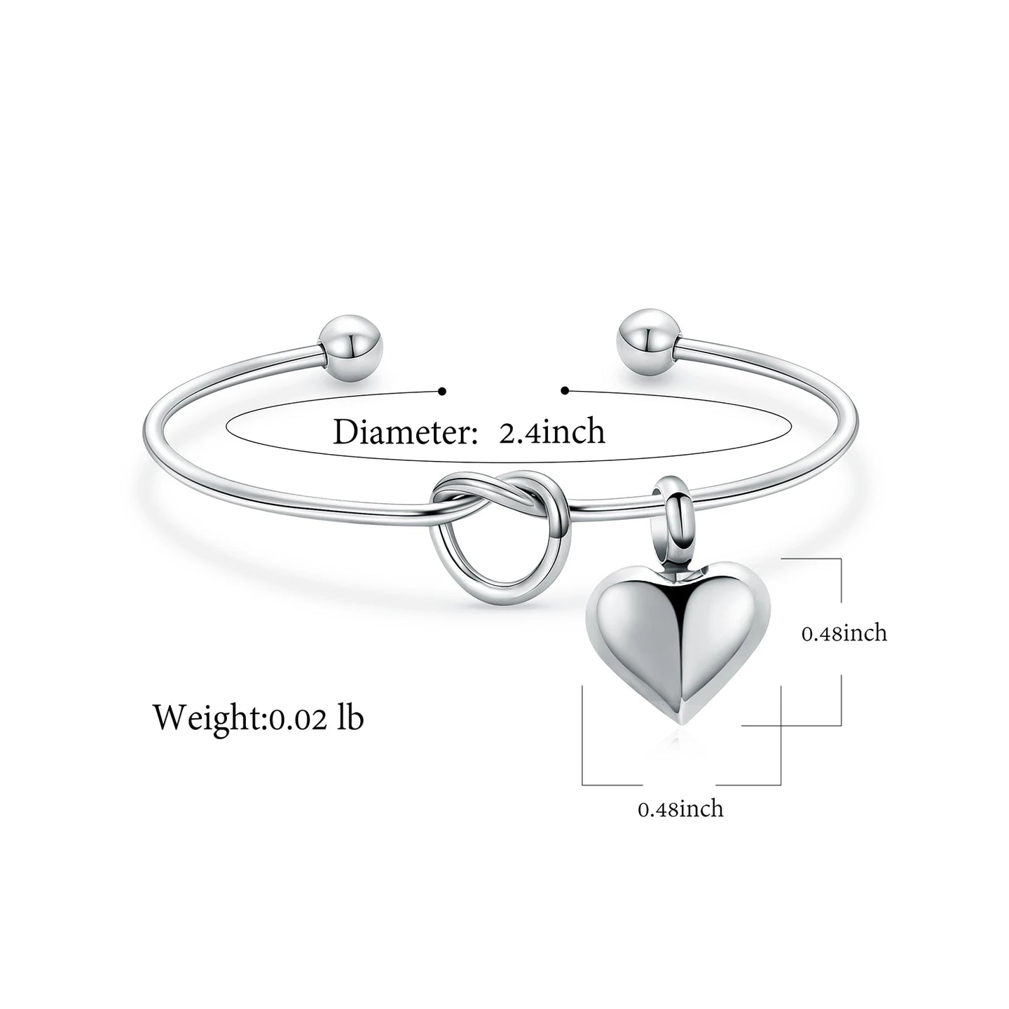 Heart With Knot Urn Bracelet Stainless Steel