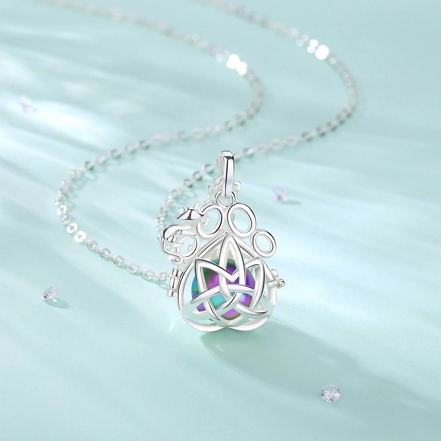 Pet Ashes Urn Necklace With Cat and Paw