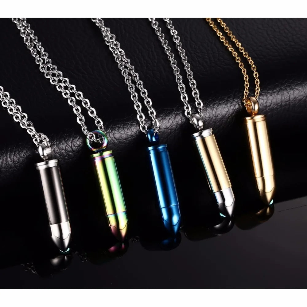 Bullet Urn Necklace Stainless Steel