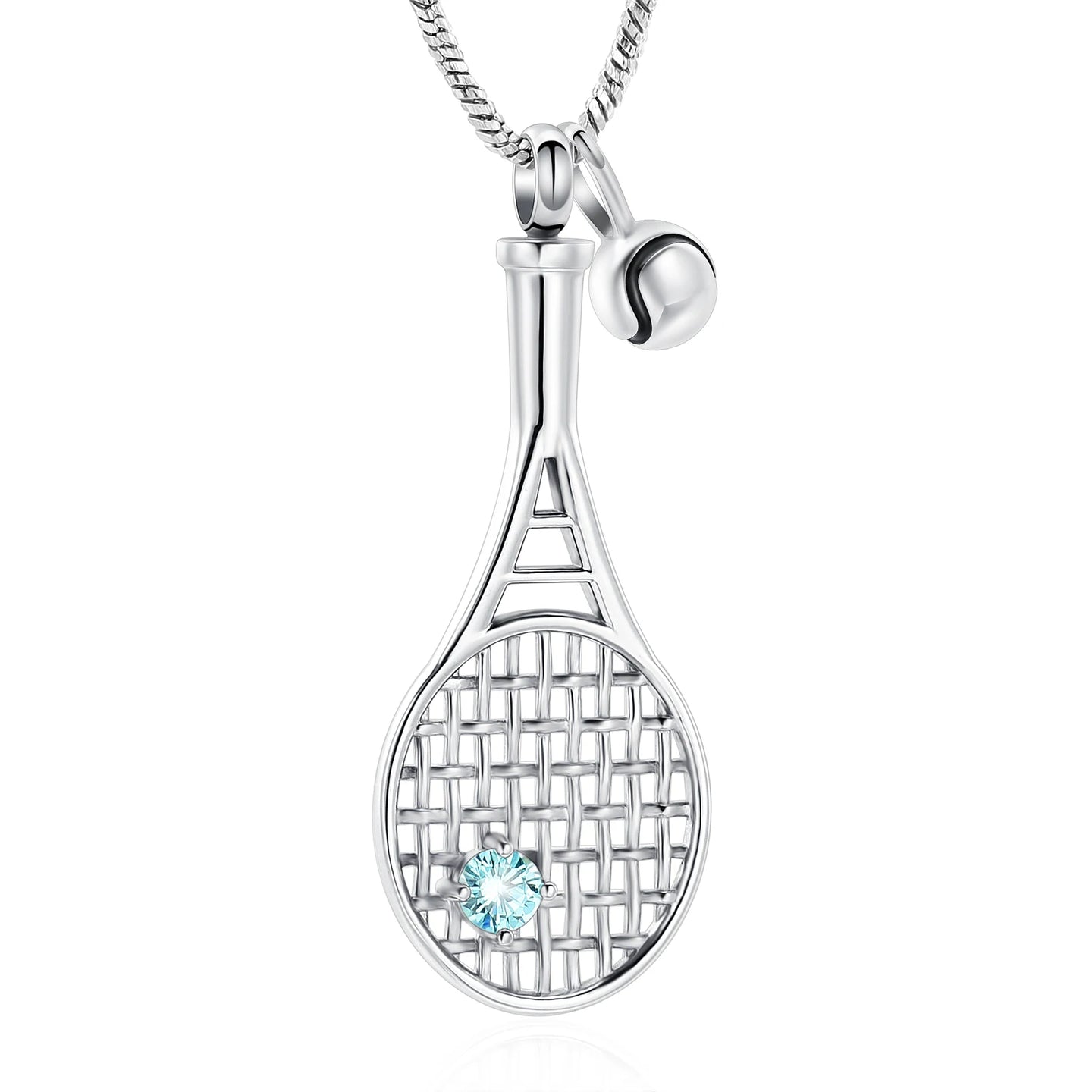 Ashes Keepsake Tennis Racket Urn Necklace for Ashes Stainless Steel Cremation Jewelry