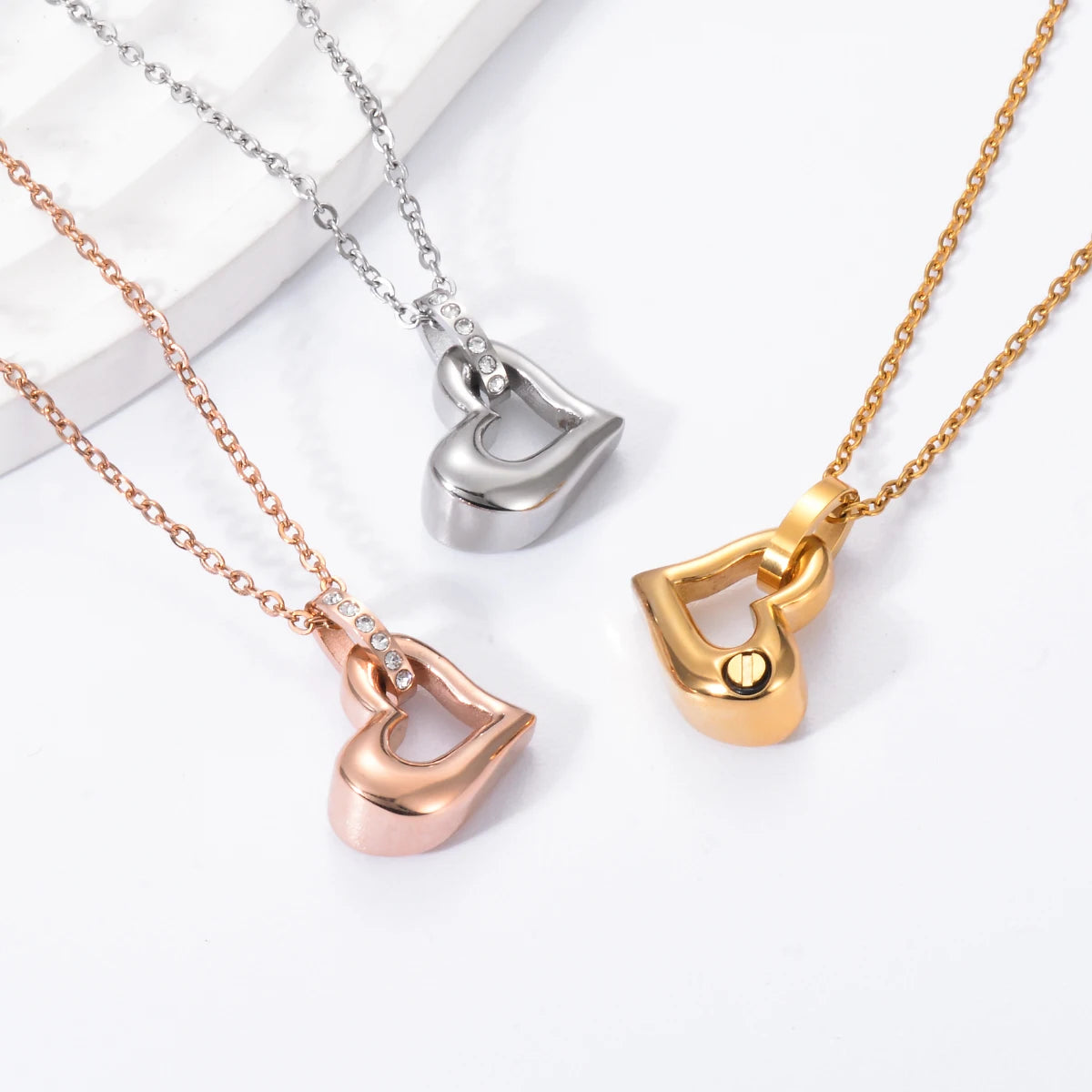 Ashes Keepsake Heart Mini Urn Necklace Stainless Steel Cremation Jewelry For Women