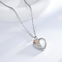 Cremation Jewelry Angel Wing With Rose Heart
